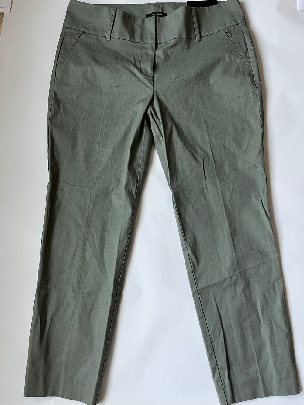 Women’s Ann Taylor  Olive Green Flat-Front Chinos